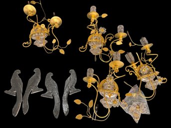 4 Maison Bagues Style Sconces With Glass Birds