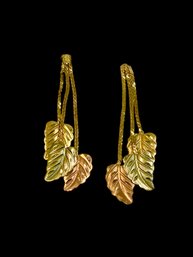 Dangly 14K Vintage Leaf Earrings