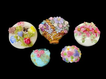 Five Large Center Piece Floral Lamp Work Glass Beads