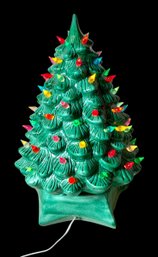Vintage Ceramic Christmas Tree Musical Box With Working Lights