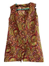 Paisley Sleeveless Tunic Sheath 1960s GoGo Dress