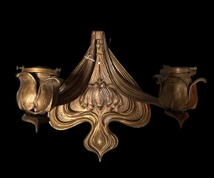 Gorgeous Art Nouveau Period Bronze 2 Arm Sconce