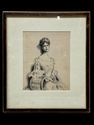 Antique Pen And Ink Double Sided Portrait