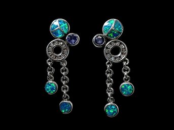 Opal And Sterling Post Earrings