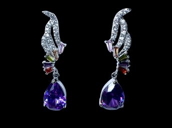 Ornate Rainbow Multi Color Costume Jewelry Earrings