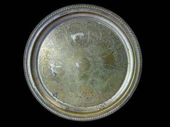 Big Vintage Metal Tray Ornate Design