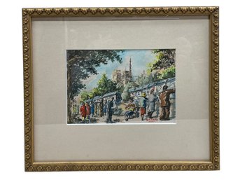 Vintage Watercolor Seine Booksellers Paris Bouquinistes