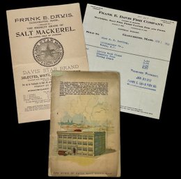 Three Pieces Of Antique Frank E. Davis Fish Co Ephemera Gloucester MA