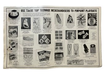 Large Original Circa 1950s Broadsheet Advertisement For Elvis  Merchandise  By The Halogene Corporation