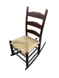 Small Antique Rush Seat Rocking Chair Victorian