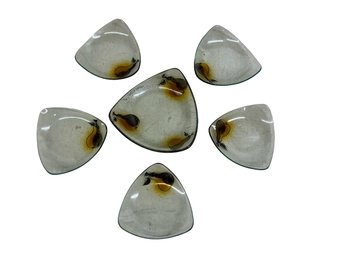 Signed And Numbered Mid-Century Modern Art  Glass Serving Bowls Pear Decorated