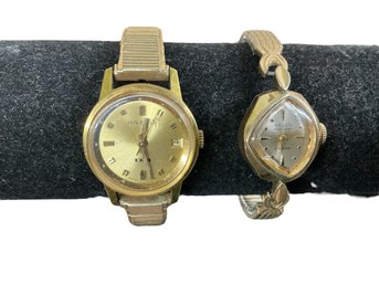 Two Vintage Ladies Mechanical Watches Juvenia D3 And Gruen Precision 17 Jewels