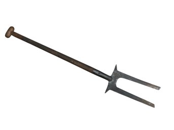 Antique Wrought Iron Farming Forked Tool Possibly For Potatoes Or Beets