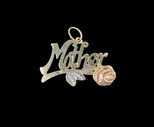 14K Yellow Gold Mother Pendant With Rose Decoration