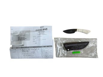 A G Russell Knives Arno Bernard Drop Point Fixed Blade Knife Wart Hog Tusk Handle Cape Buffalo Sheath