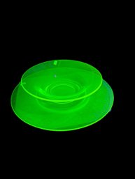 Two Large Pieces Of Uranium Glass Bowl And Dish