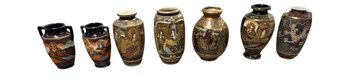 7 Satsuma Japanese Porcelain Vases