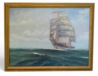Original Maritime Clipper Ship Oil Painting By Oliver Albertson