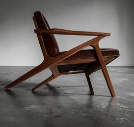 Cavett Wood And Leather Accent Chair Danish Design Mid Century Style Chair Made By Crate And Barrel