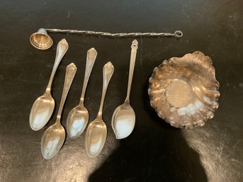 Lot Of 7 Sterling Silver Utensils, Spoons, Etc.  Total Weight 225 Grams