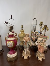 8 European Porcelain Vintage Lamp Bases