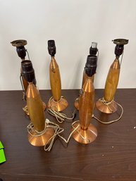 6 Mid Century Bowling Pin Shape Wood Lamp Bases