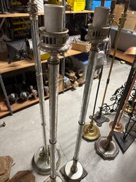 3 Cut/Etched  Glass Column Lamps