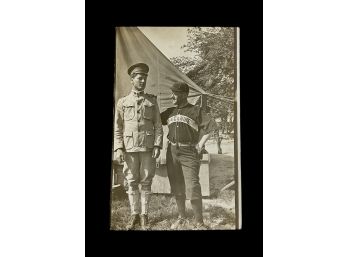 Antique Baseball Player And Army Soldier 104th Company Mine Team WWI Postcard