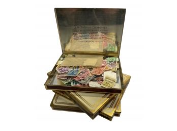 1930s And 40s Vintage US Postage Stamps In Four Chesterfield Cigarette Tins 1 2 3 7 8 10 15 Cents Washington