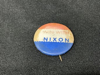 Vintage Win With Nixon Political Pin