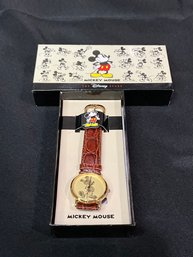 Disney Mickey Mouse Watch With Leather Band