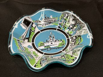 Vintage Walt Disney World 1970's Glass Candy Dish Ashtray Plate Bowl