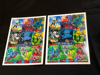 Two 1994 Fleer Ultra Marvel X-Men Uncut Card Promo Sheets