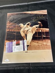 Bob Feller Large Autographed Photo With JSA COA