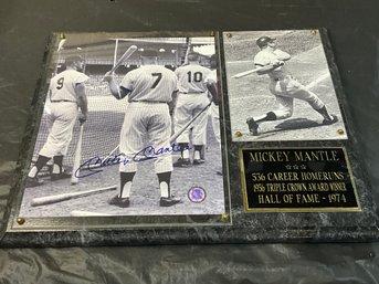 Mickey Mantle Autographed Plaque With COA