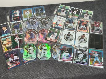 5 Pages Of Baseball Cards With Inserts And Parallels