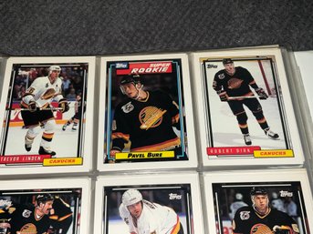Binder Of Topps Hockey Cards With Pavel Bure Rookie
