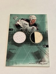 Keith Tkachuk 2000 SPx Winning Materials Game-used Jersey & Stick Card