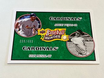 Albert Pujols And Stan Musial 2008 Upper Deck Baseball Heroes Green /499