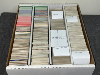 4 Row Box Of Cards With Lots Of 1983-85 Topps Baseball
