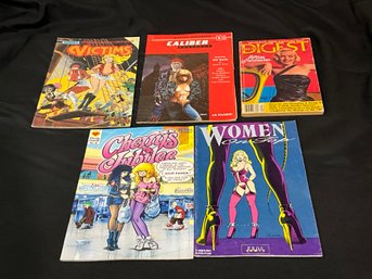 Group Of Adult Comics: Victims, Women On Top, Caliber, Cherrys Jubilee And Human Digest
