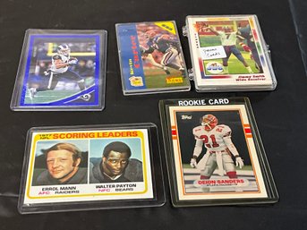 Football Lot With Vintage Walter Payton, Deion Sanders RC, Promo Cards And More
