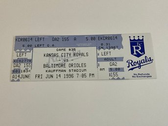 Cal Ripken Jr Breaks International Game Streak 6/14/96 Game Tickets