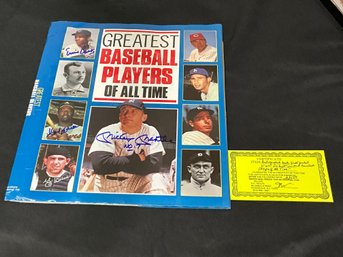 Mickey Mantle Double Signature Plus Hank Aaron, Yogi Berra & Ernie Banks With COA