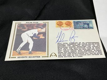 Nolan Ryan Autographed 7th No-hitter Silk Cachet