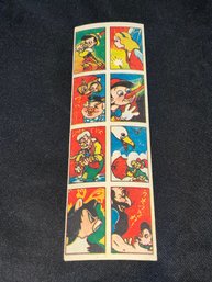 Vintage 1950s Disney Pinocchio Uncut Japanese Menko Card Sheet
