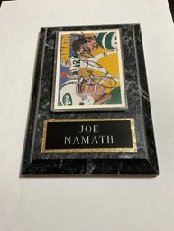 Joe Namath Autographed Football Card Plaque