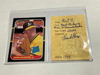 Mark McGwire 1987 Donruss Rated Rookie William Tell Research Graded 10