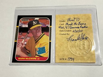 Mark McGwire 1987 Donruss Rated Rookie William Tell Research Graded 10