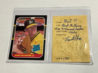 Mark McGwire 1987 Donruss Rated Rookie William Tell Research Graded 10